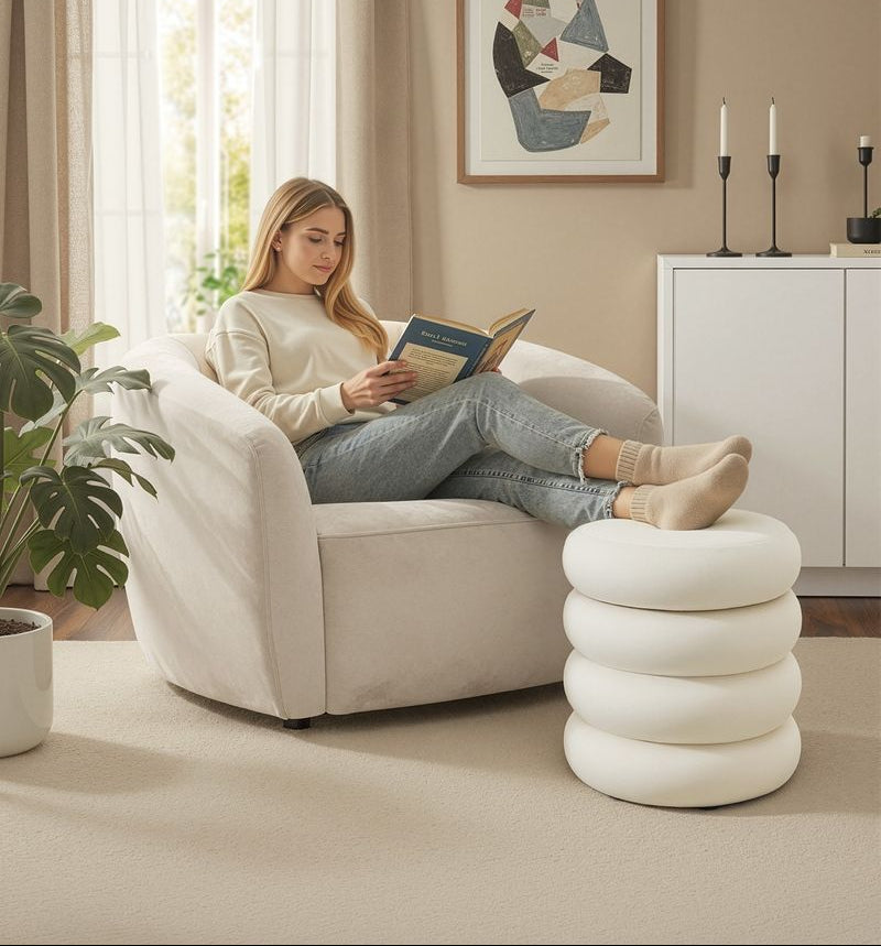 Στρόγγυλο Σκαμπό Κρεμ