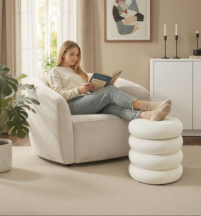 Στρόγγυλο Σκαμπό Κρεμ