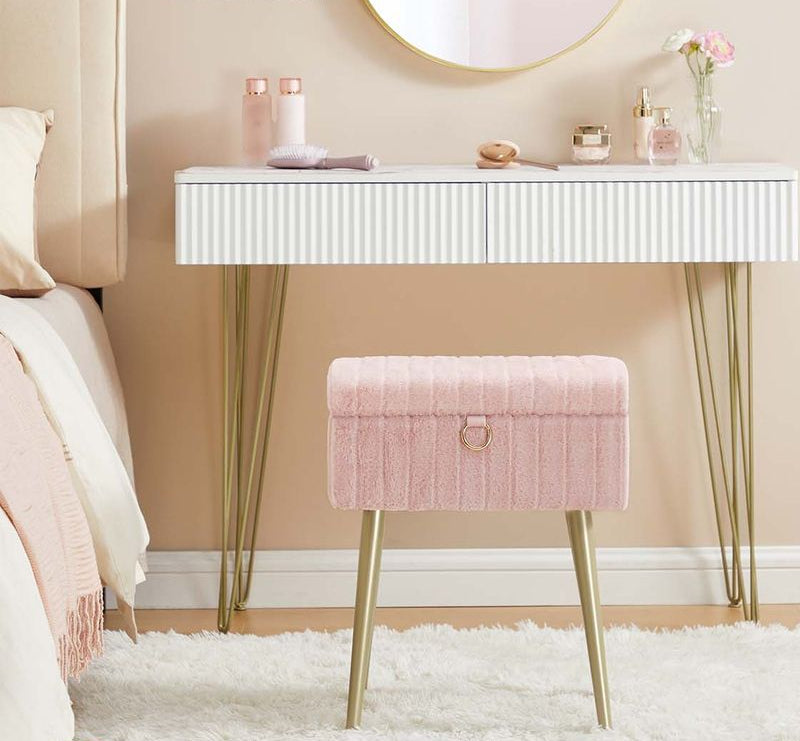 Σκαμπό Καρεκλάκι Μπουντουάρ με Αποθηκευτικό Χώρο σε 3 Χρωματισμούς LO-M505GZ02