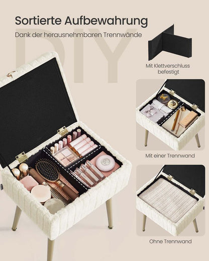 Σκαμπό Καρεκλάκι Μπουντουάρ με Αποθηκευτικό Χώρο σε 3 Χρωματισμούς LO-M505GZ02