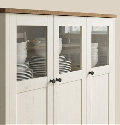 Κονσόλα Μπουφές Ντουλάπι Κουζίνας Βοηθητικό Ράφι Κουζίνας Παλαιωμένο Λευκό Μελί LS-C099WJ02