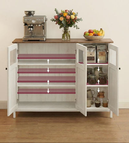 Κονσόλα Μπουφές Ντουλάπι Κουζίνας Βοηθητικό Ράφι Κουζίνας Παλαιωμένο Λευκό Μελί LS-C099WJ02