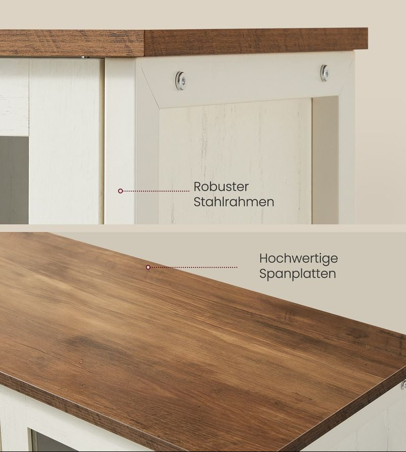 Κονσόλα Μπουφές Ντουλάπι Κουζίνας Βοηθητικό Ράφι Κουζίνας Παλαιωμένο Λευκό Μελί LS-C099WJ02