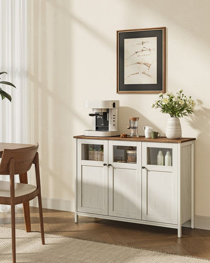 Κονσόλα Μπουφές Ντουλάπι Κουζίνας Βοηθητικό Ράφι Κουζίνας Παλαιωμένο Λευκό Μελί LS-C099WJ02