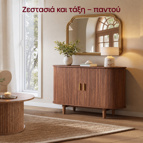 Τραπέζι Κονσόλα Μπουφές με Συρόμενες Πόρτες 100x40x75 εκ Ξύλινος Χρώμα Καστανό Μελί LSC-621KX01