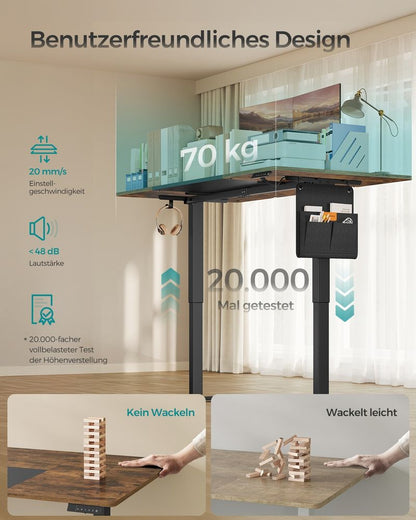 Μεγάλο Γραφείο Ρυθμιζόμενου Ύψους Ηλεκτρικό 180x80 εκ Θύρα USB-A LSD-028KD01