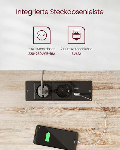 Γραφείο Ρυθμιζόμενου Ύψους και Τροχήλατο Ηλεκτρικό 60x140 εκ με Πρίζα και Συρτάρι  B34-LSD114H01