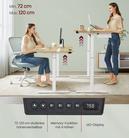 Ηλεκτρικό Γραφείο Ρυθμιζόμενου Ύψους Δρυς με Συρτάρι Πρίζες και USB Θύρες 70 x 160 εκ LS-D116N01