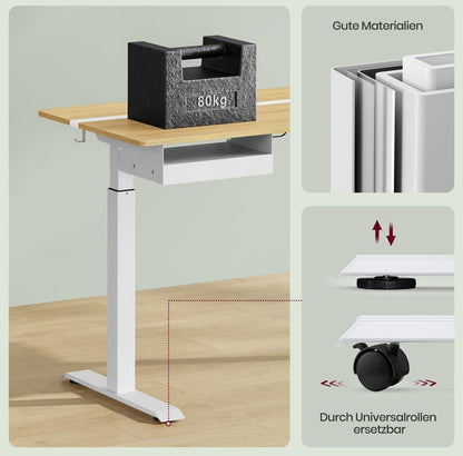 Ηλεκτρικό Γραφείο Ρυθμιζόμενου Ύψους Δρυς με Συρτάρι Πρίζες και USB Θύρες 70 x 160 εκ LS-D116N01