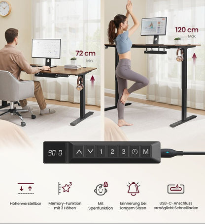 Γραφείο Ρυθμιζόμενου Ύψους Ηλεκτρικό 160x80 εκ ΝΕΑ ΦΑΡΔΥΤΕΡΑ σε 3 Χρωματισμούς LS-D146KD02