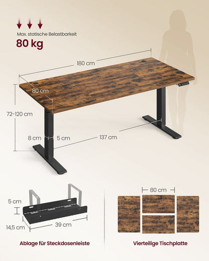 Γραφείο Ρυθμιζόμενου Ύψους Ηλεκτρικό 180x80 εκ ΝΕΑ ΦΑΡΔΥΤΕΡΑ σε 2 Χρωματισμούς LS-D148KD02