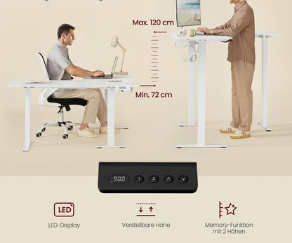 Γωνιακό Ηλεκτρικό Γραφείο Ρυθμιζόμενου Ύψους 160x140x60 Λευκό με Πρίζες USB Θύρες και Ρόδες LS-D264W01