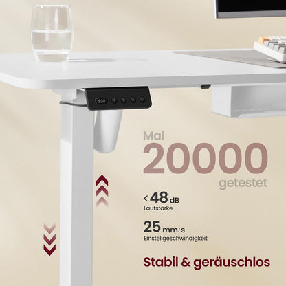 Γωνιακό Ηλεκτρικό Γραφείο Ρυθμιζόμενου Ύψους 160x140x60 Λευκό με Πρίζες USB Θύρες και Ρόδες LS-D264W01