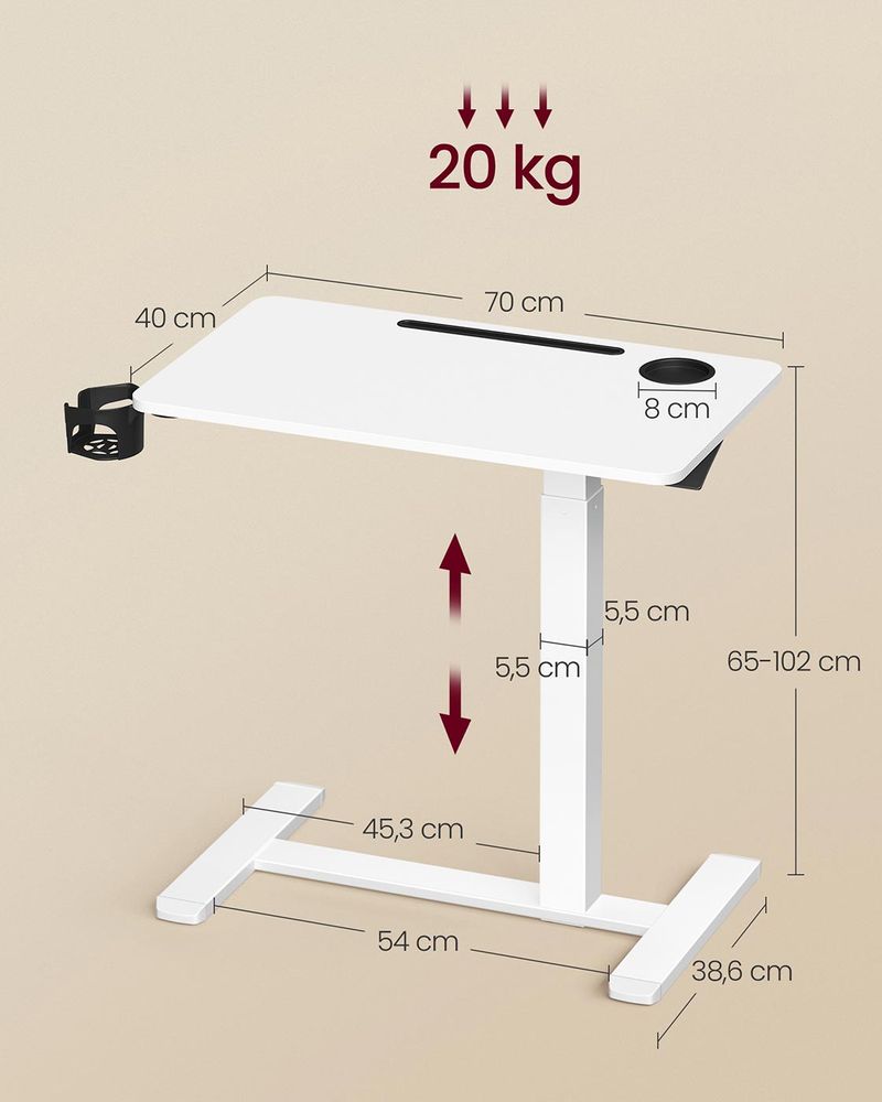 Βοηθητικό Τραπεζάκι Τροχήλατο Ρυθμιζόμενο ύψος με Ποτηροθήκες LS-D600W01