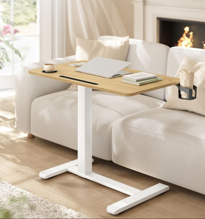 Βοηθητικό Τραπεζάκι Τροχήλατο Ρυθμιζόμενο ύψος με Ποτηροθήκες Γραφείο Ρυθμιζόμενου ύψους LS-D600W01