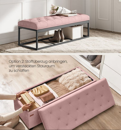 Σκαμπό με αποθηκευτικό Χώρο Παγκάκι Εισόδου Μπαούλο Υποπόδιο Ροζ Γκρι LS-F089R01