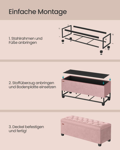 Σκαμπό με αποθηκευτικό Χώρο Παγκάκι Εισόδου Μπαούλο Υποπόδιο Ροζ Γκρι LS-F089R01