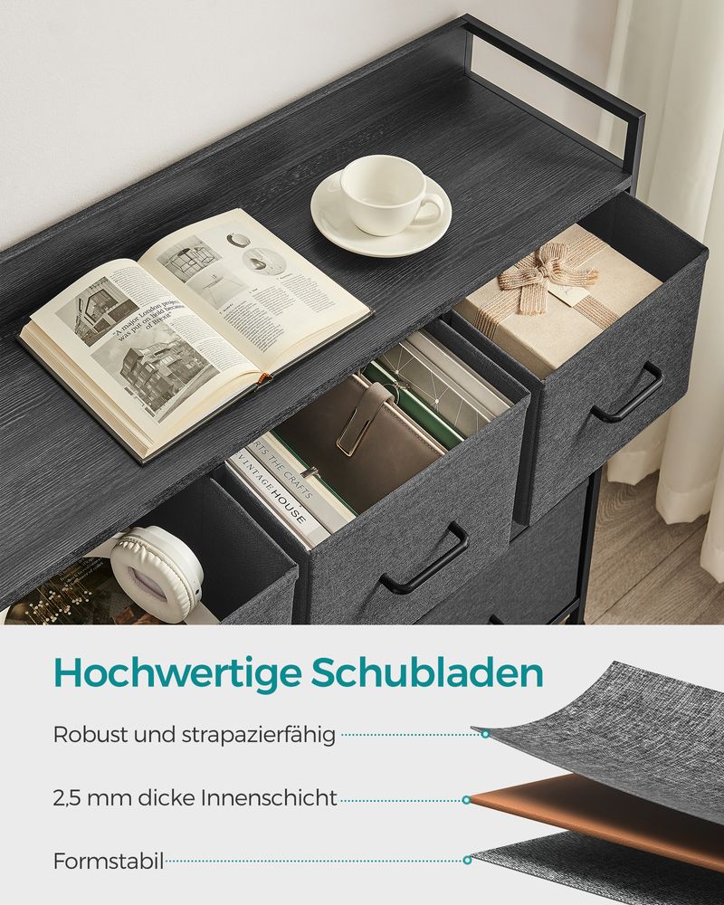 Συρταριέρα Κρεβατοκάμαρας Ντουλάπι Αποθήκευση Ρούχων Υπνοδωματίου Ανθρακί Κονσόλα Μπουφές LT-S523G22