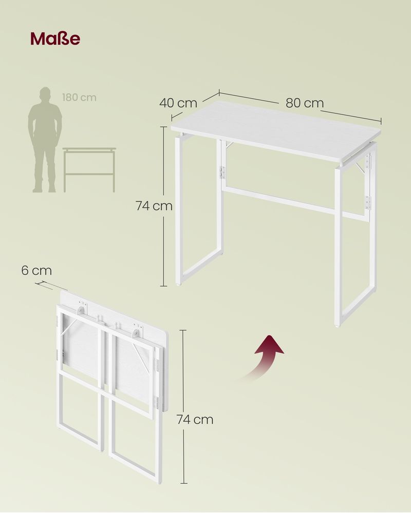 Πτυσσόμενο Γραφείο Εξοικονόμησης Χώρου Μικρό Φορητό Ευέλικτο Γραφείο Υπολογιστή LW-D151WF01