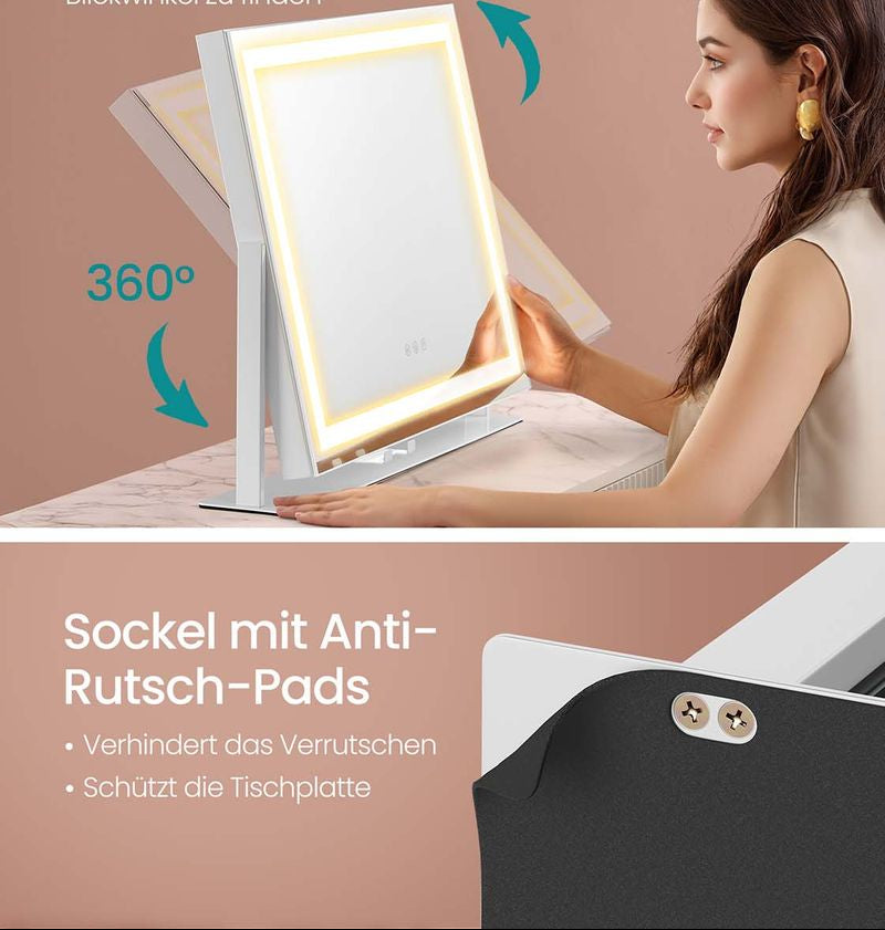 Καθρέφτης Μακιγιάζ LED με 3 Φωτισμούς, 360° & Μεγεθυντικό 10x Μπουντουάρ LW-M002W02