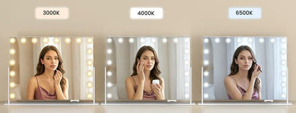 Μεγάλος Καθρέφτης Μακιγιάζ Φορητός για Τραπέζι Μπουντουάρ 80x60 εκ Περιστρεφόμενος με LED Ρυθμιζόμενο Φωτισμό και Θύρες Φόρτισης LW-M003WC02