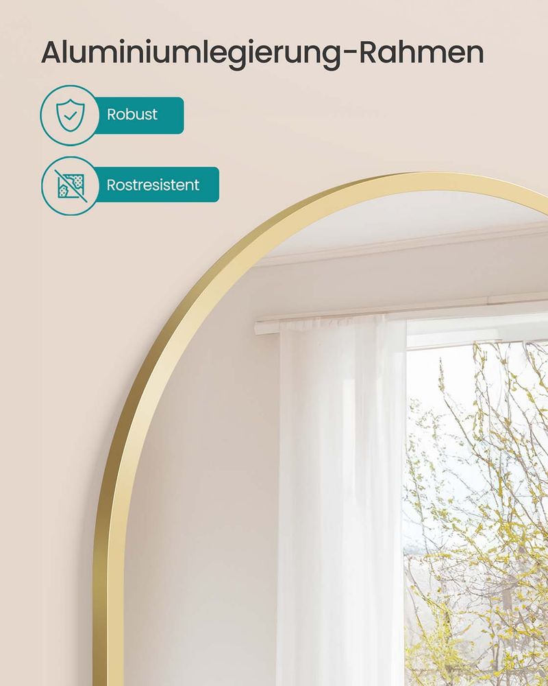 Καθρέφτης Επιτοίχιος με πλαίσιο Αλουμινίου Καμπυλωτός Άθραυστος Χρυσό και Μαύρο LW-M011AB01