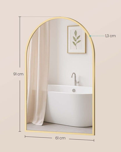 Καθρέφτης Επιτοίχιος με πλαίσιο Αλουμινίου Καμπυλωτός Άθραυστος Χρυσό και Μαύρο LW-M011AB01