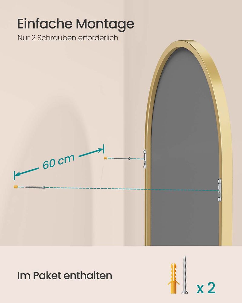 Καθρέφτης Επιτοίχιος με πλαίσιο Αλουμινίου Καμπυλωτός Άθραυστος Χρυσό και Μαύρο LW-M011AB01