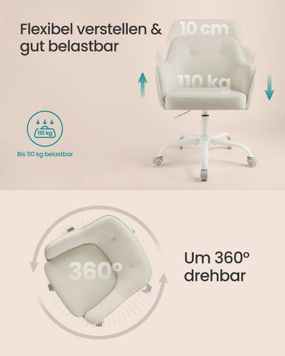 Καρέκλα Γραφείου Μπεζ Ρυθμιζόμενου ύψους Περιστρεφόμενη Καρέκλα Μπουντουάρ OB-G019LZ01