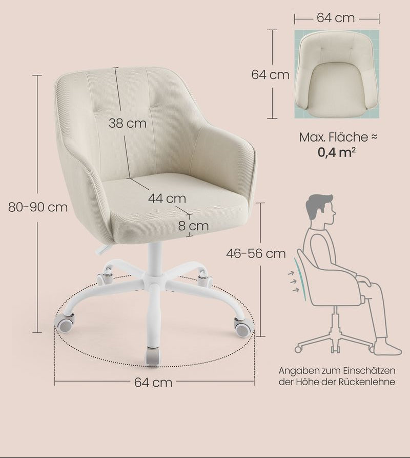 Καρέκλα Γραφείου Μπεζ Ρυθμιζόμενου ύψους Περιστρεφόμενη Καρέκλα Μπουντουάρ OB-G019LZ01