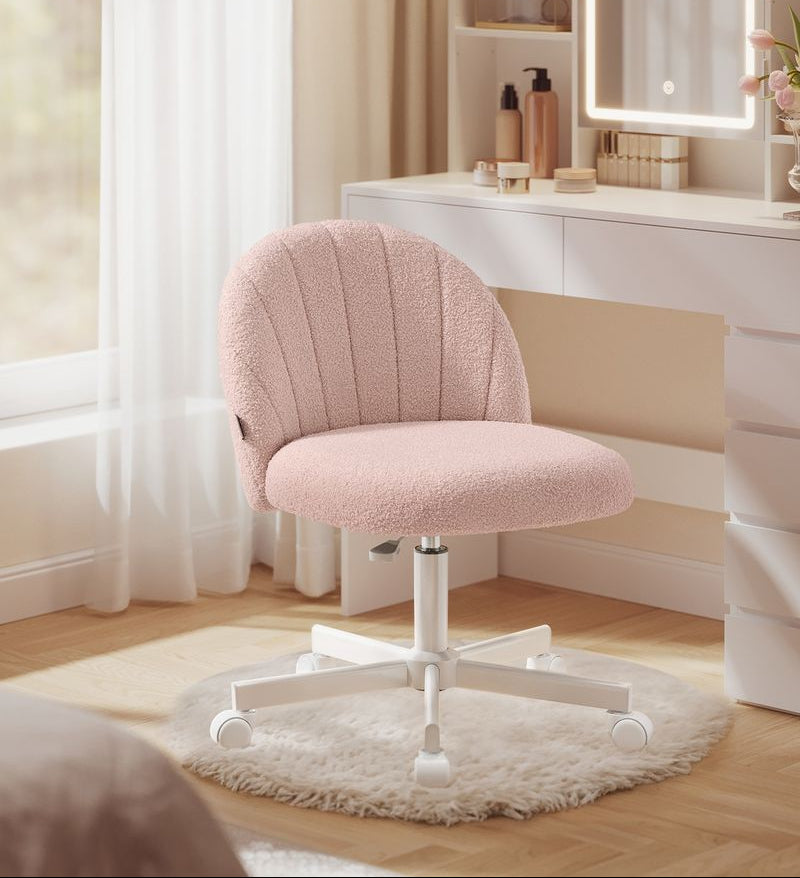 Καρέκλα Γραφείου Ροζ Μπουκλέ Άνετη Καρέκλα Μπουντουάρ Εξοικονόμησης Χώρου Περιστρεφόμενη Ρυθμιζόμενου Ύψους OB-G027SA01