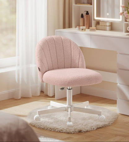 Καρέκλα Γραφείου Ροζ Μπουκλέ Άνετη Καρέκλα Μπουντουάρ Εξοικονόμησης Χώρου Περιστρεφόμενη Ρυθμιζόμενου Ύψους OB-G027SA01