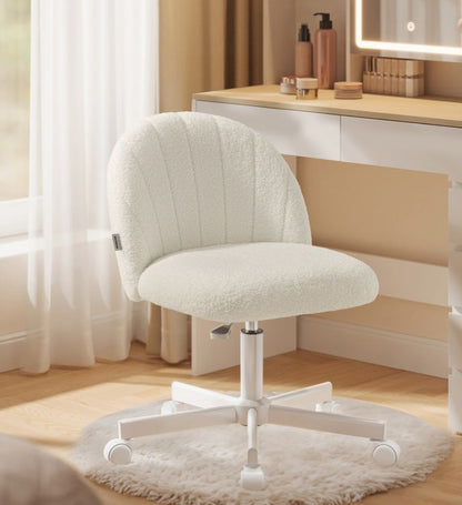 Καρέκλα Γραφείου Κρεμ Μπουκλέ Άνετη Καρέκλα Μπουντουάρ Εξοικονόμησης Χώρου Περιστρεφόμενη Ρυθμιζόμενου Ύψους OB-G027WD01