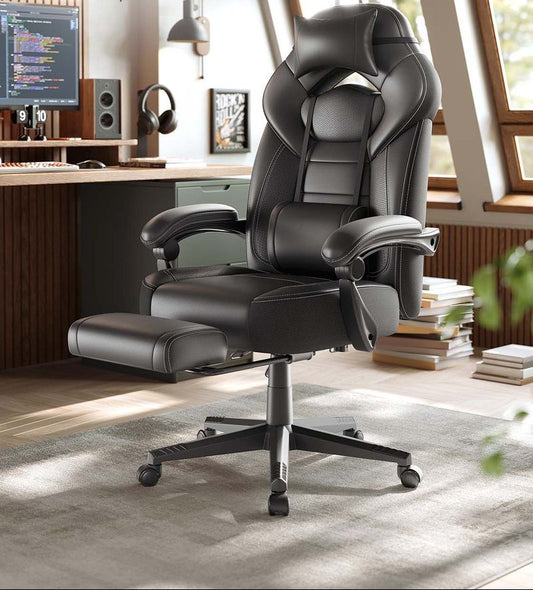 Καρέκλες Γραφείου Καρέκλα Υπολογιστή Gaming με Προσκέφαλο και Υποπόδιο Μαύρο  B34-OBG077B01