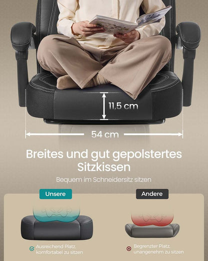 Καρέκλες Γραφείου Καρέκλα Υπολογιστή Gaming με Προσκέφαλο και Υποπόδιο Μαύρο  B34-OBG077B01