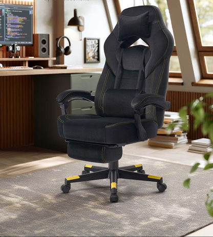 Καρέκλες Γραφείου Καρέκλα Υπολογιστή με Προσκέφαλο και Υποπόδιο Μαύρο Βελούδο  OB-G077B08