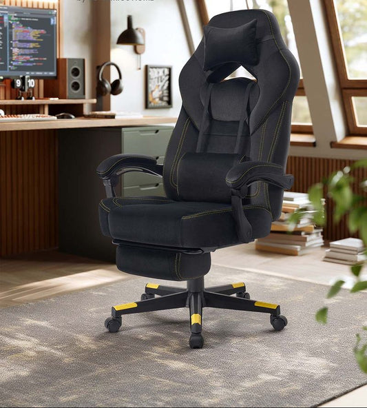 Καρέκλες Γραφείου Καρέκλα Υπολογιστή με Προσκέφαλο και Υποπόδιο Μαύρο Βελούδο  OB-G077B08