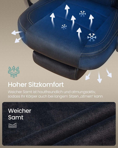 Καρέκλες Γραφείου Καρέκλα Υπολογιστή με Προσκέφαλο και Υποπόδιο Μαύρο Βελούδο  OB-G077B08