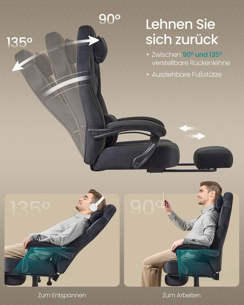 Καρέκλες Γραφείου Καρέκλα Υπολογιστή με Προσκέφαλο και Υποπόδιο Μαύρο Βελούδο  OB-G077B08