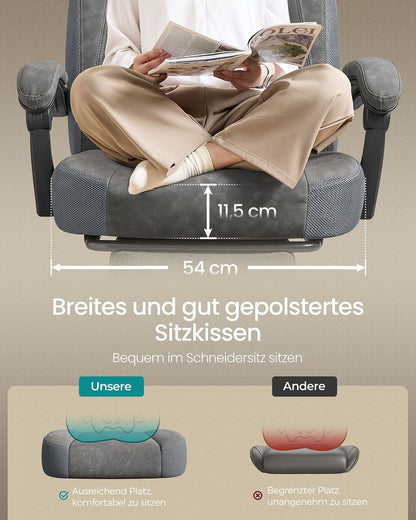 Καρέκλες Γραφείου Καρέκλα Υπολογιστή Gaming με Προσκέφαλο και Υποπόδιο Γκρί Σουέτ  OB-G077G01