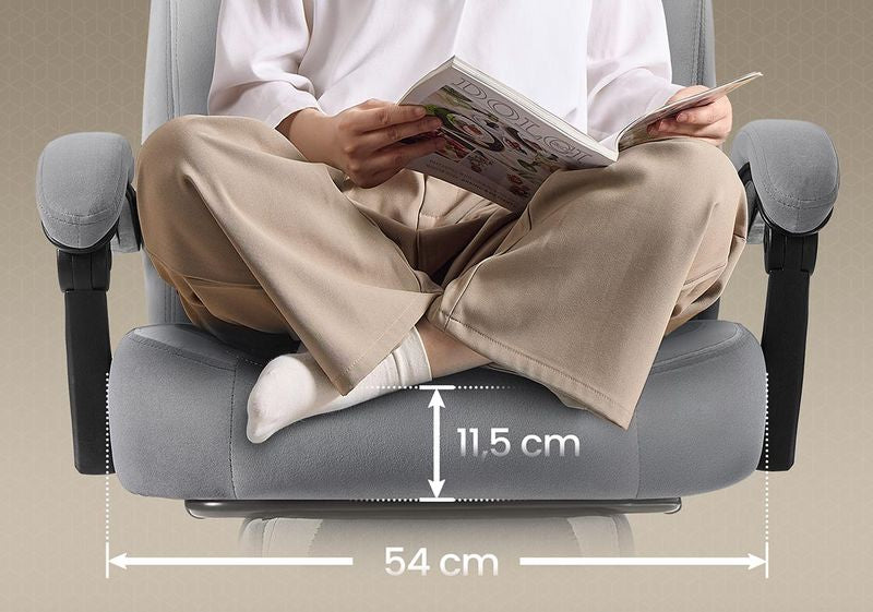 Καρέκλες Γραφείου Φαρδιά Καρέκλα Υπολογιστή Gaming με Προσκέφαλο και Υποπόδιο Γκρί Σουέτ B34-OBG077G02