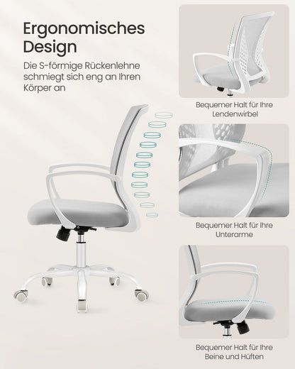 Καρέκλα Γραφείου Εργονομική Καρέκλα Περιστρεφόμενη Ασφαλής Σταθερή Γκρι OB-N022GD01