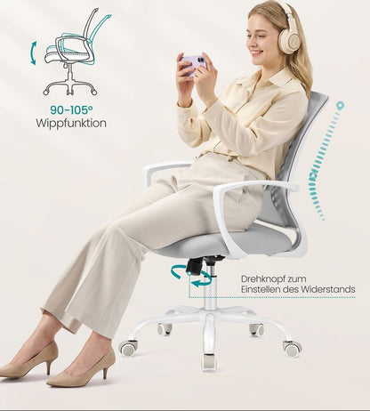 Καρέκλα Γραφείου Εργονομική Καρέκλα Περιστρεφόμενη Ασφαλής Σταθερή Γκρι OB-N022GD01