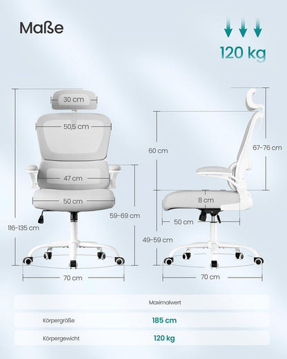 Καρέκλα Γραφείου Με προσκέφαλο Εργονομικές Καρέκλες Γραφείου Υπολογιστή με πτυσσόμενα μπράτσα OB-N041G01