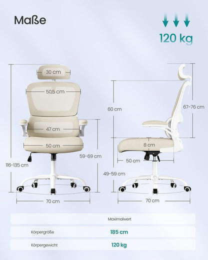 Καρέκλα Γραφείου Με προσκέφαλο Εργονομικές Καρέκλες Γραφείου Υπολογιστή με πτυσσόμενα μπράτσα OB-N041L01