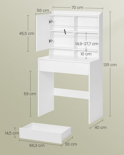Schminktisch, Schminktisch, Schlafzimmer, Toilette, Spiegelschrank, Weiß, RD-T118W01