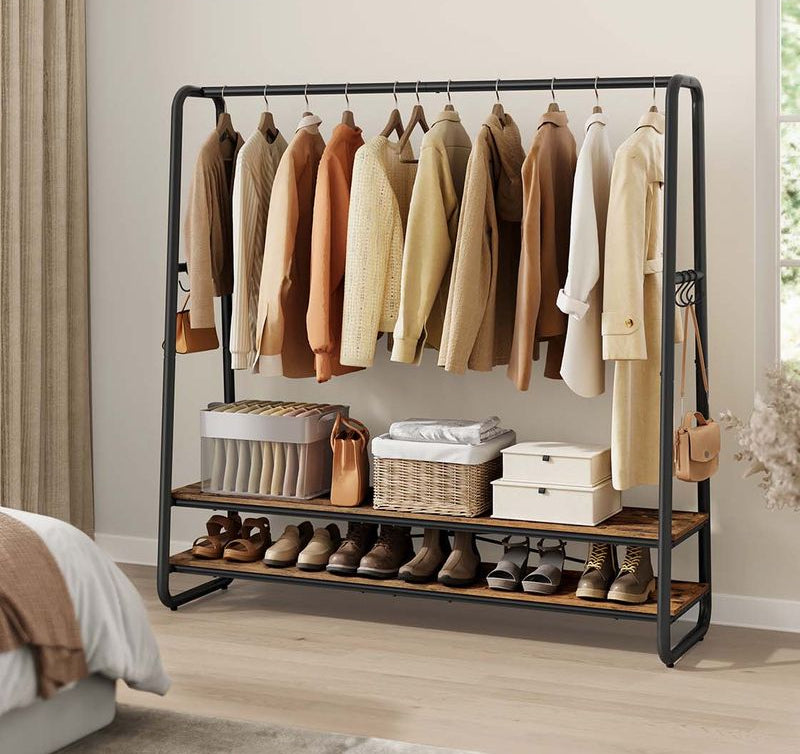 Κρεμάστρα Ρούχων Ανοιχτή Ντουλάπα 138 εκ Μήκος Σταντ Ρούχων Ράφι Κρεβατοκάμαρας RG-R119B01