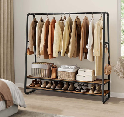 Κρεμάστρα Ρούχων Ανοιχτή Ντουλάπα 138 εκ Μήκος Σταντ Ρούχων Ράφι Κρεβατοκάμαρας RG-R119B01