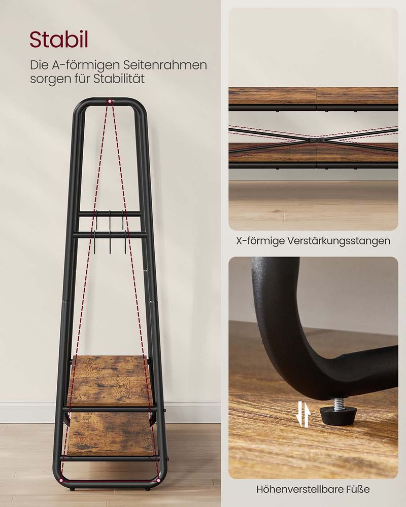 Κρεμάστρα Ρούχων Ανοιχτή Ντουλάπα 138 εκ Μήκος Σταντ Ρούχων Ράφι Κρεβατοκάμαρας RG-R119B01