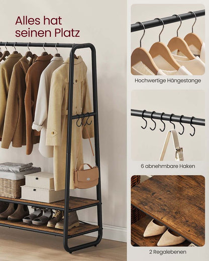 Κρεμάστρα Ρούχων Ανοιχτή Ντουλάπα 138 εκ Μήκος Σταντ Ρούχων Ράφι Κρεβατοκάμαρας RG-R119B01